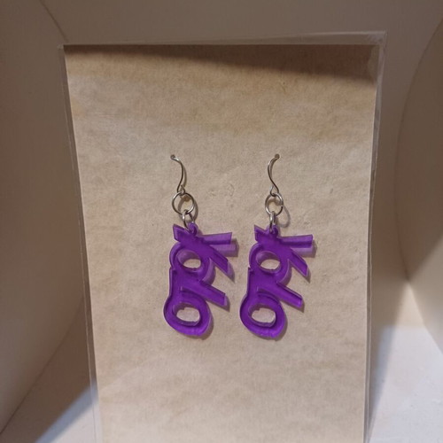 Earrings from recycled plexiglass "YOLO" new with surgical steel hooks
