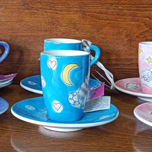 Espresso cups set of 6 Mila with cats new