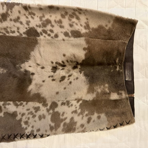 Animal print leather skirt like new, size M 38 10, beige and brown