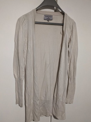 Bershka long cardigan beige, cotton with cashmere like new, size M