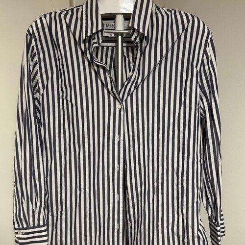 Mango women's blue striped long-sleeve shirt like new, size M
