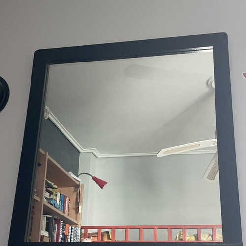 Wooden wall mirror, 89.5cm x 83.1cm