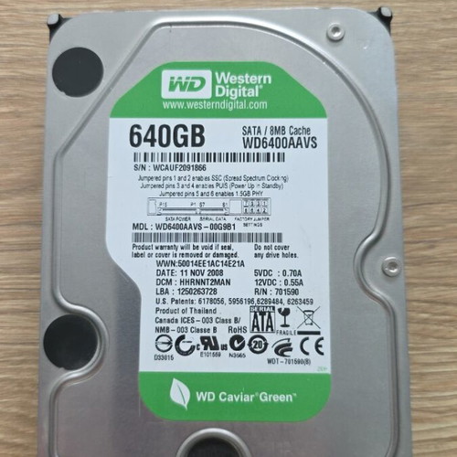 WD Caviar Green 640GB hard drive used, fully functional