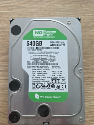 WD Caviar Green σκληρός δίσκος 640GB μεταχειρισμένος, πλήρως λειτουργικός