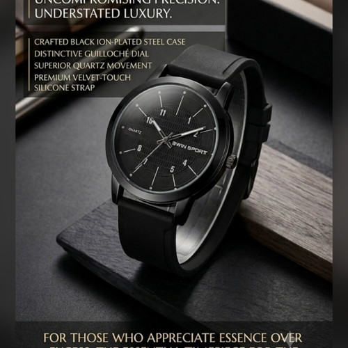 BWIN Sport Classic Black Quartz Watch used, men's