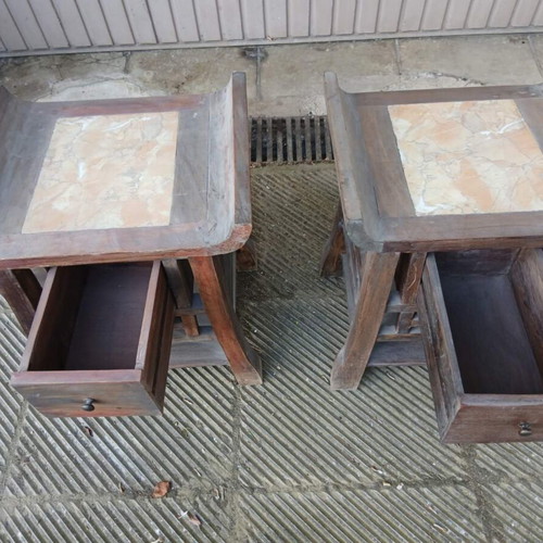 Chinese tables used with marble top and drawers
