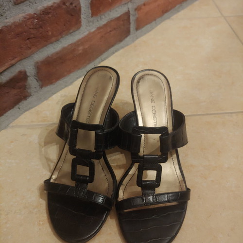 Jane Debster mules wedge platform shoes used, size 36, black