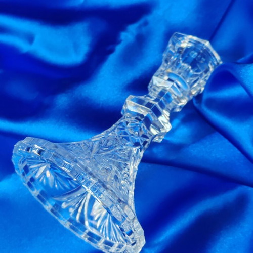 Vintage crystal candlesticks set of 2, lead crystal Bohemia, new