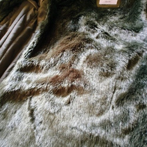 Bershka parka small, like new, green with removable fur hood