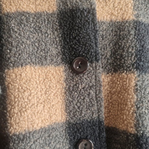 Checked coat unused, 50% viscose, one size, black and beige