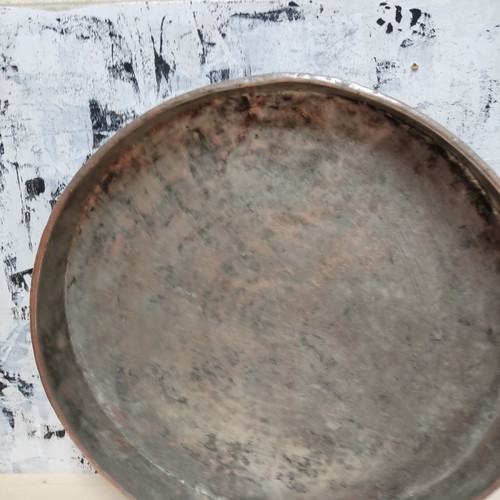 Copper traditional tray very large used, diameter 48cm
