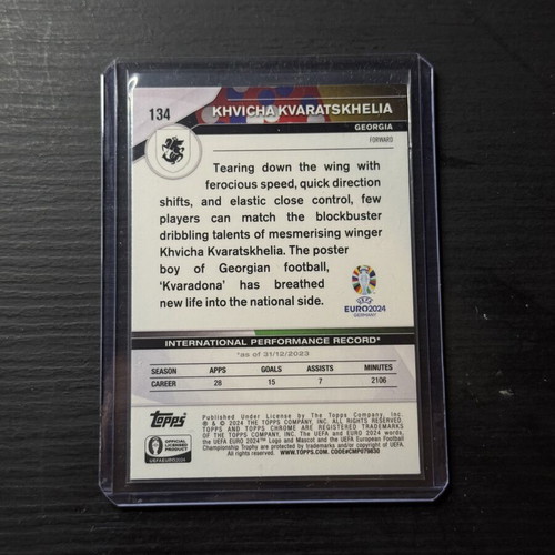 Khvicha Kvaratskhelia Euro 2024 Topps Chrome Card new