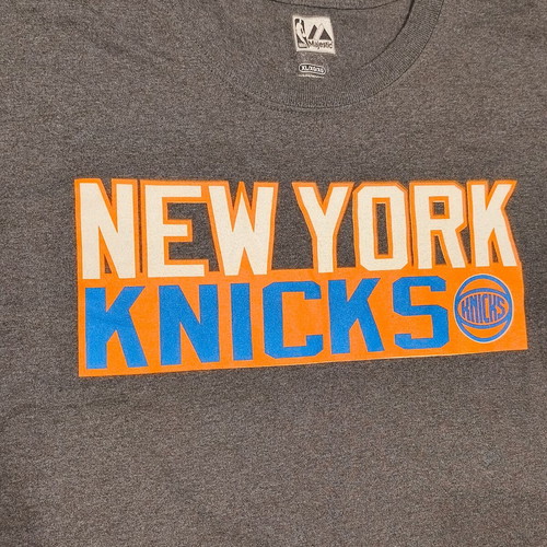 Majestic NBA New York Knicks Porzingis #6 T-Shirt used, men's XL grey