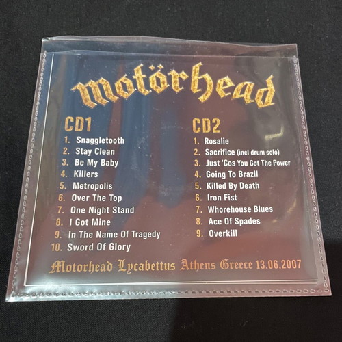 Motörhead Live Athens 2007 Lycabettus double CD-R unofficial limited edition