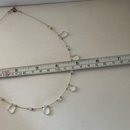 Handmade necklace like new with transparent teardrops and gold wire