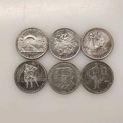 Set of 6 500 Drachma Coins Athens 2004 like new