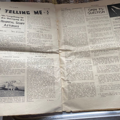Flying magazine used, July 9 1938, aviation history