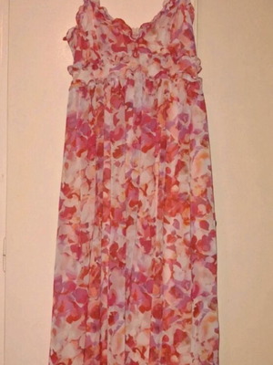 Trendyol long dress like new, white and multicolor, size XL