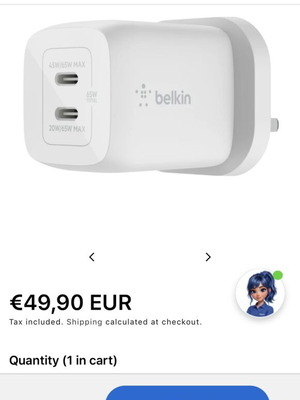 Belkin 65W Dual USB-C GaN Charger with 2m USB-C Cable