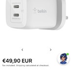 Belkin 65W Dual USB-C GaN Charger with 2m USB-C Cable