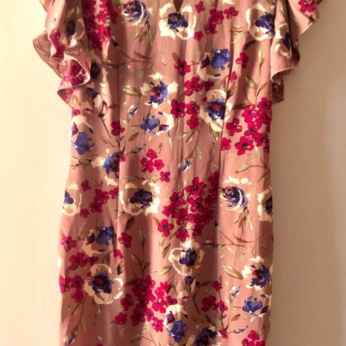 Floral dress with Italian finesse, XS/S, Rosso antico pink