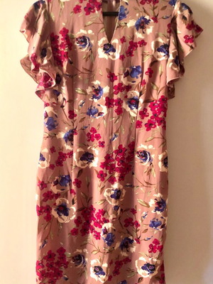 Floral dress with Italian finesse, XS/S, Rosso antico pink