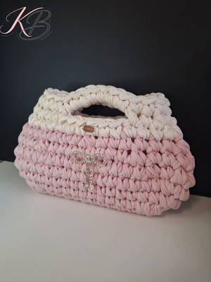 Handmade pink bag from textile yarn, new