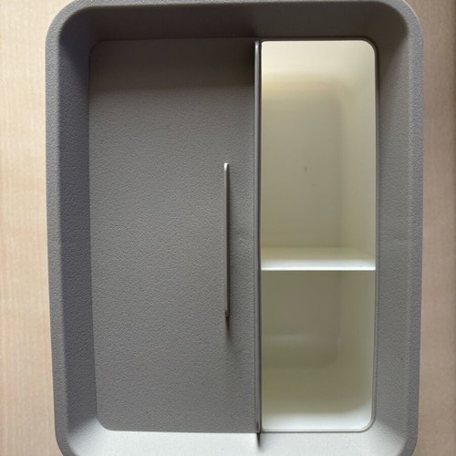 Gray office tissue box like new with lid and divider