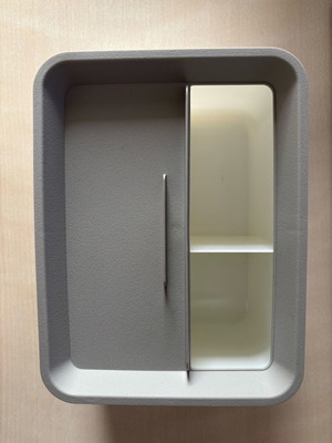 Gray office tissue box like new with lid and divider