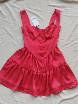 Mini satin dress SunsetGo new, red, corset style, size S