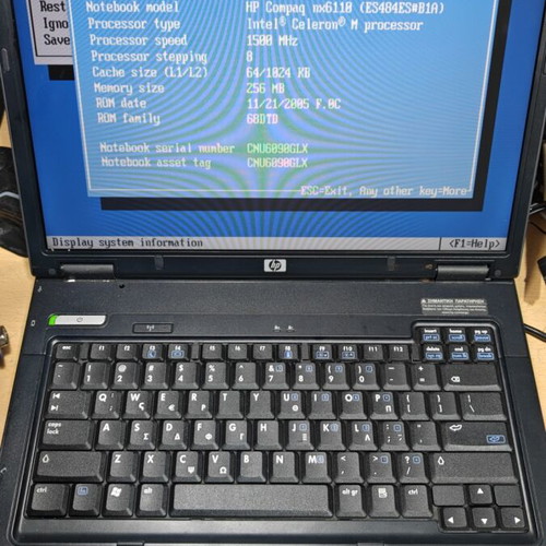 HP Compaq nx6110 laptop used, retro projects, spare parts