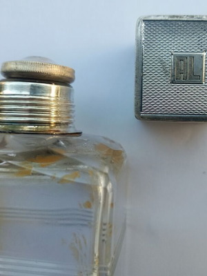 Vintage AL G.c.&s London perfume used, 250-300ml bottle with silver cap