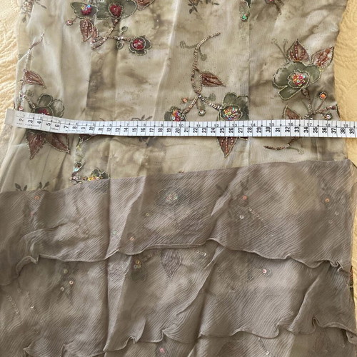 Evening dress like new, silk with embroidery and transparency, size M