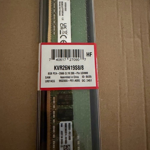 Kingston ValueRAM DDR4 1x8GB 2666 MHz for Desktop new