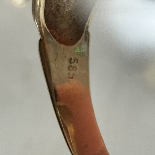 Gold ring with diamonds 14K used, handmade 7 grams
