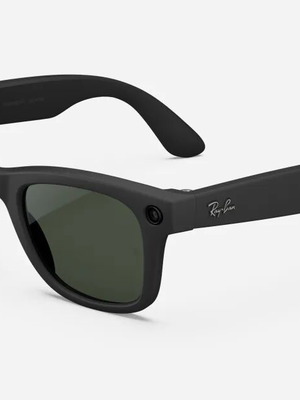 Ray-Ban Meta Wayfarer Large Glasses Clear to G15 Green Transitions Matte Black new