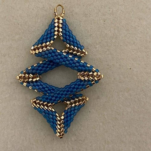 Handmade polymorphic pendant blue and gold, new