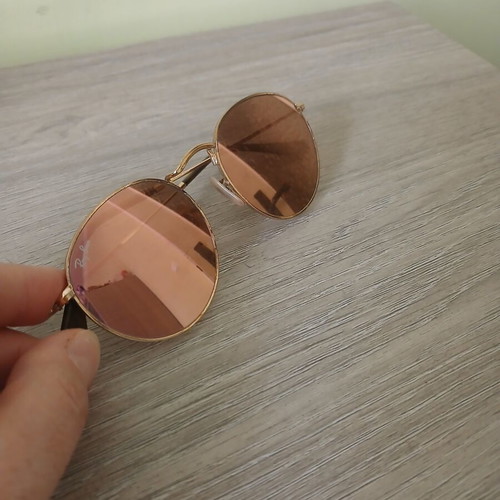 Ray-Ban sunglasses used, pink and gold with scratches