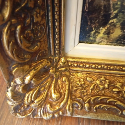 Vintage frame 1970 with carved gold frame like new