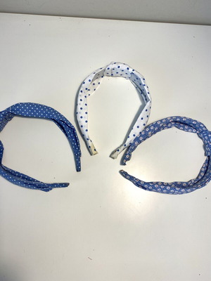 Shein set of 3 headbands, white and blue