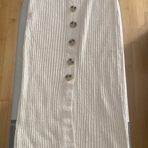 Midi skirt Mango used, beige, terry fabric, size S