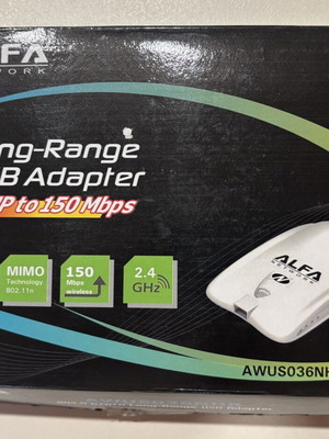 Alfa Network AWUS036NHR V2 USB Network Adapter with Wi-Fi 150Mbps and Detachable Antenna