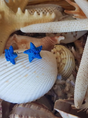 Starfish earrings handmade like new, blue and silver