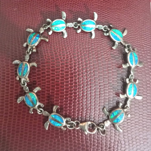 Silver bracelet 925 with opal used, 18.5cm