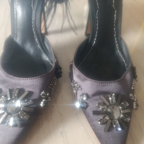 Zara Limited Edition Pumps with Ostrich Feather and Strass, Size 37, Like New