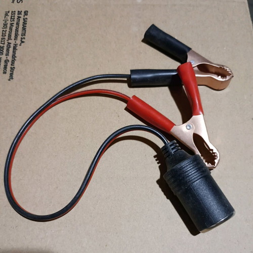 12V car socket with crocodile clips new, cable length 28cm