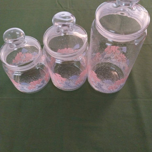 Luminarc France storage jars like new, set of 5 pieces