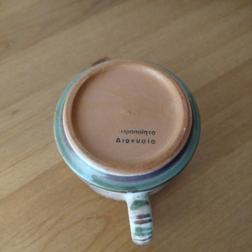 Vintage handmade ceramic cup “Dionysia” like new