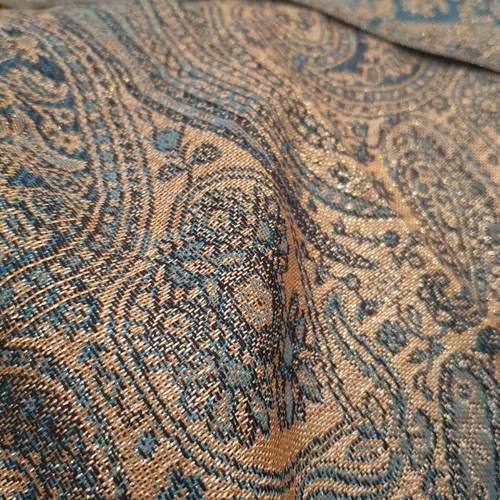 Scarf used, blue and gold, 70 x 190cm