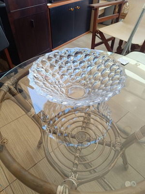Large glass fruit bowl with bubble relief design